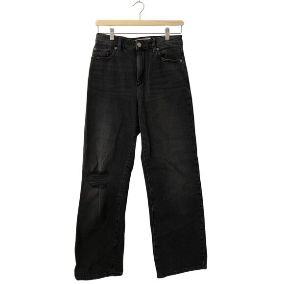 Garage Straight Wide Leg High Waist Distressed Soft Black Size 5 Jeans Slouchy - Picture 1 of 13